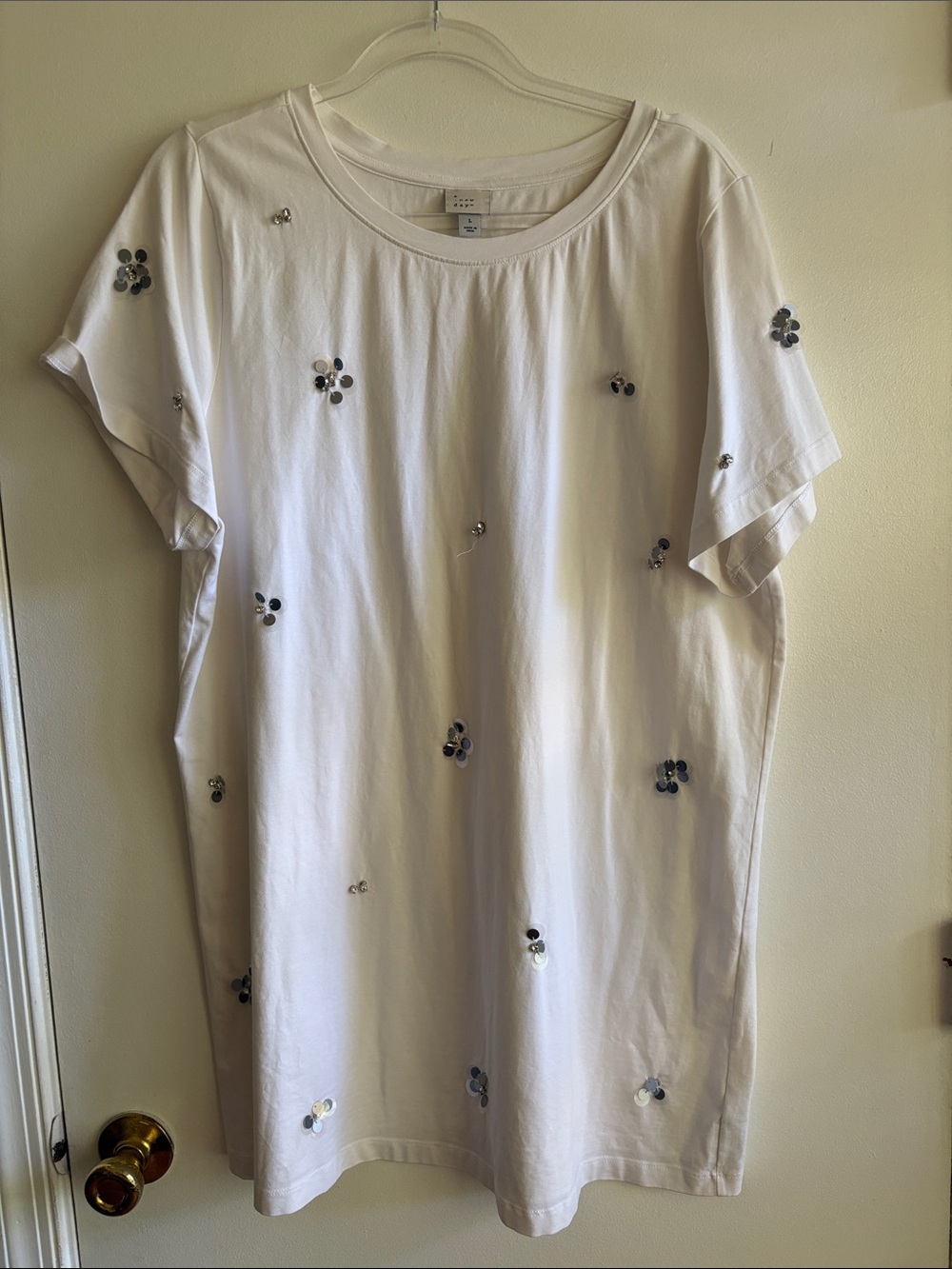 a new day White Mini Dress with Silver Sequin Accents